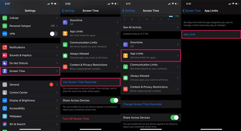 Cách đặt mật khẩu cho ứng dụng trên iPhone bằng ứng dụng Screen Time