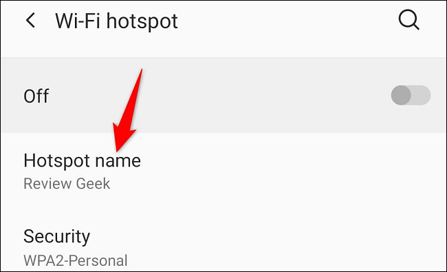 Nhấn vào “Hotspot Name”