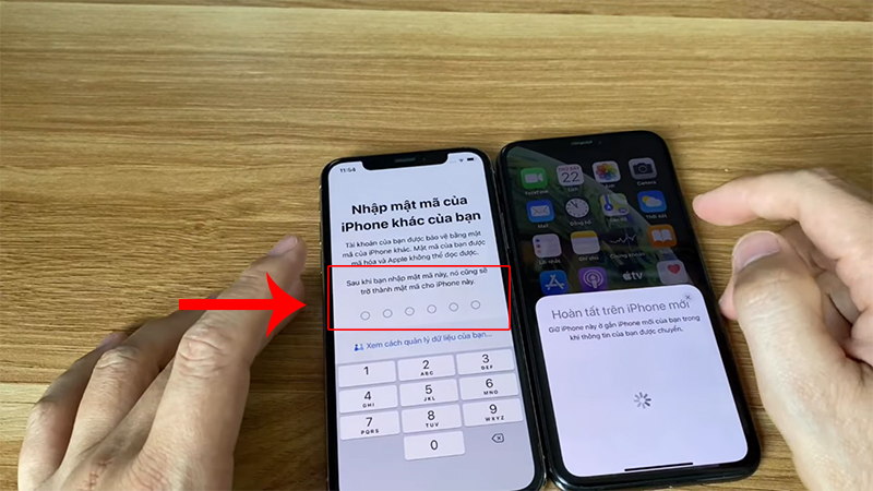Nhập mật khẩu iPhone cũ vào iPhone mới