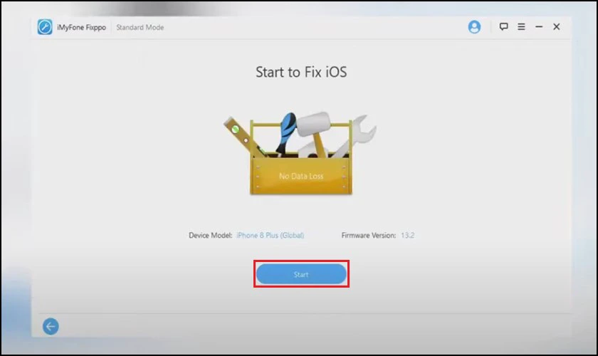Ấn chọn Start để chương trình tự động firmware vào iPhone